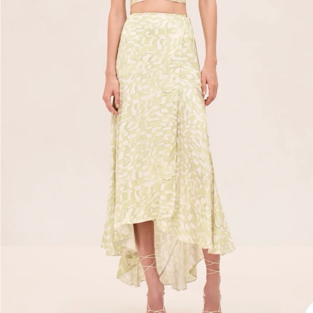 Alexis Green Asymmetrical Alena Skirt